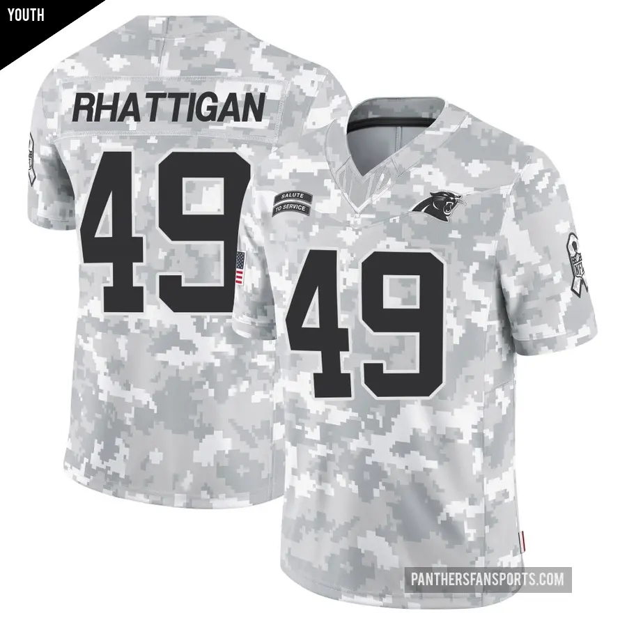 Youth Carolina Panthers 49 Jon Rhattigan Arctic Camo Limited 2024 Salute to Service Jersey Panthers Store